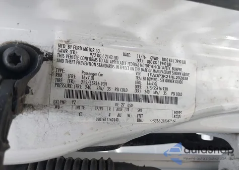 2017 Ford Focus Se z USA, uszkodzony, nr VIN 1FADP3K21HL202858